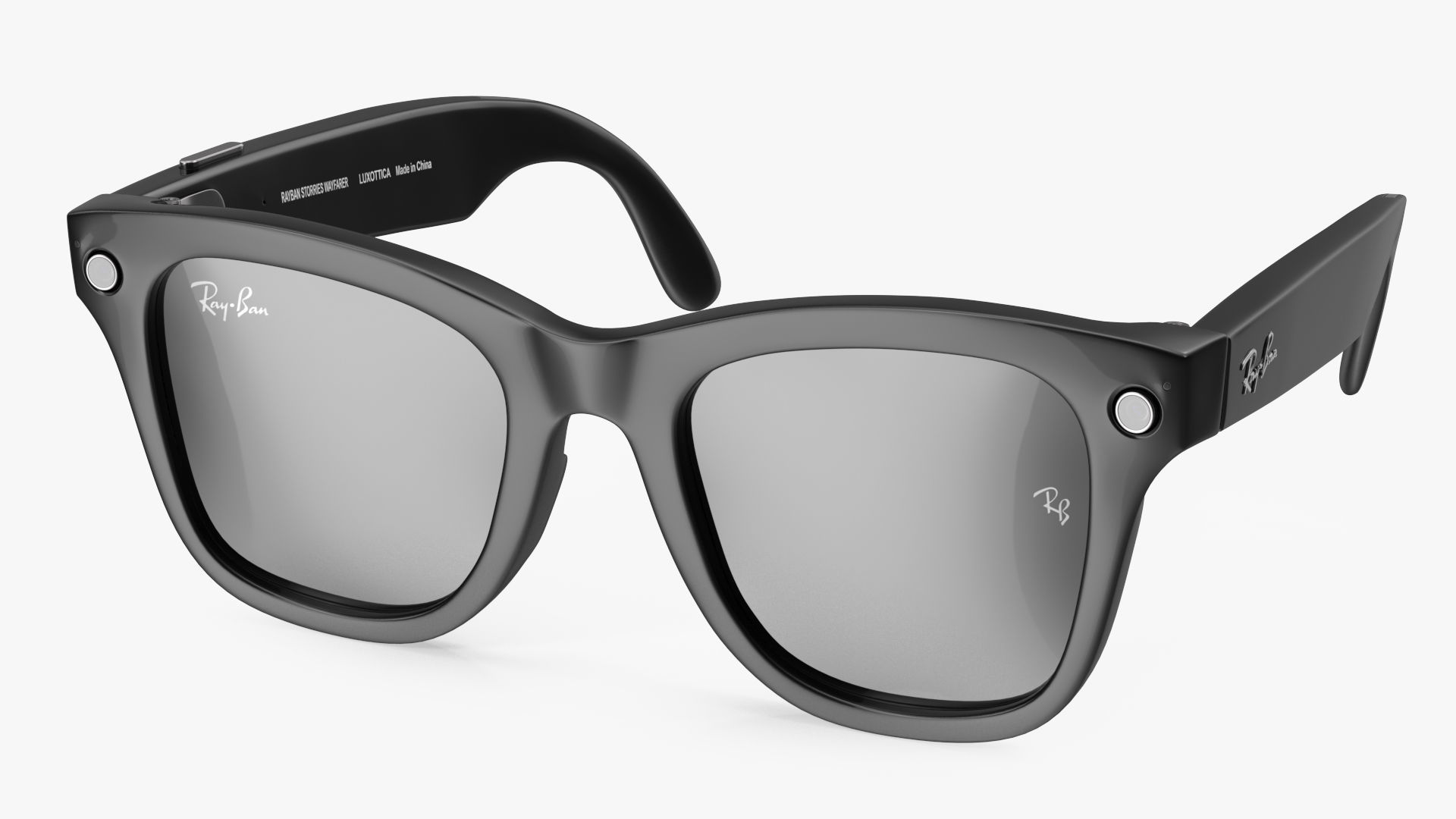 Black Ray Ban Stories Wayfarer Smart Glasses Dark Grey 3D model_6