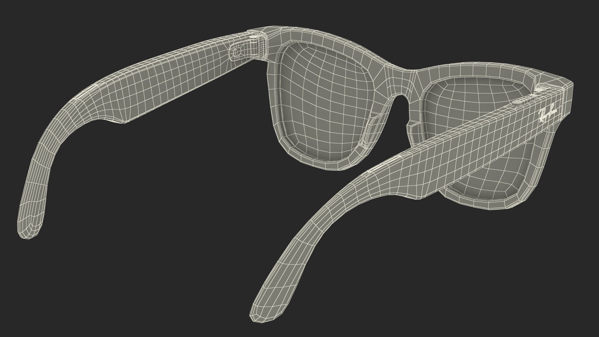 Black Ray Ban Stories Wayfarer Smart Glasses Dark Grey 3D model_23