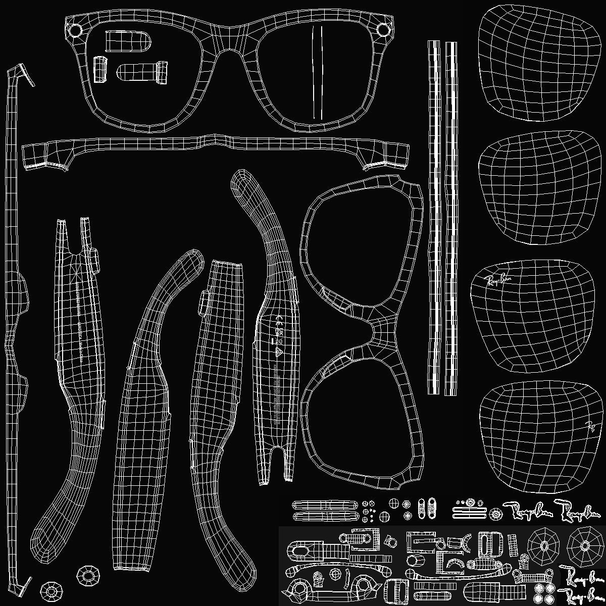 Black Ray Ban Stories Wayfarer Smart Glasses Dark Grey 3D model_20