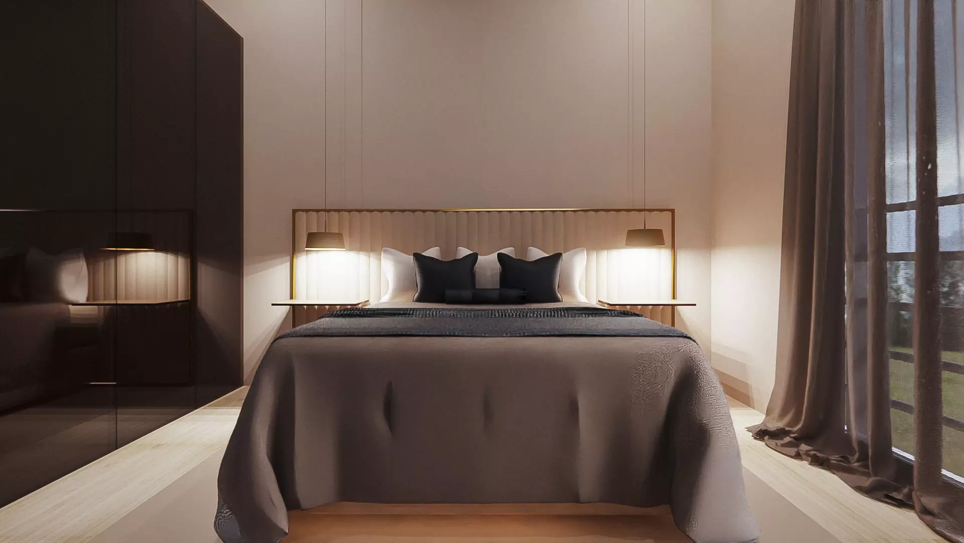 Bedroom Model in modern apartment 3D model_0