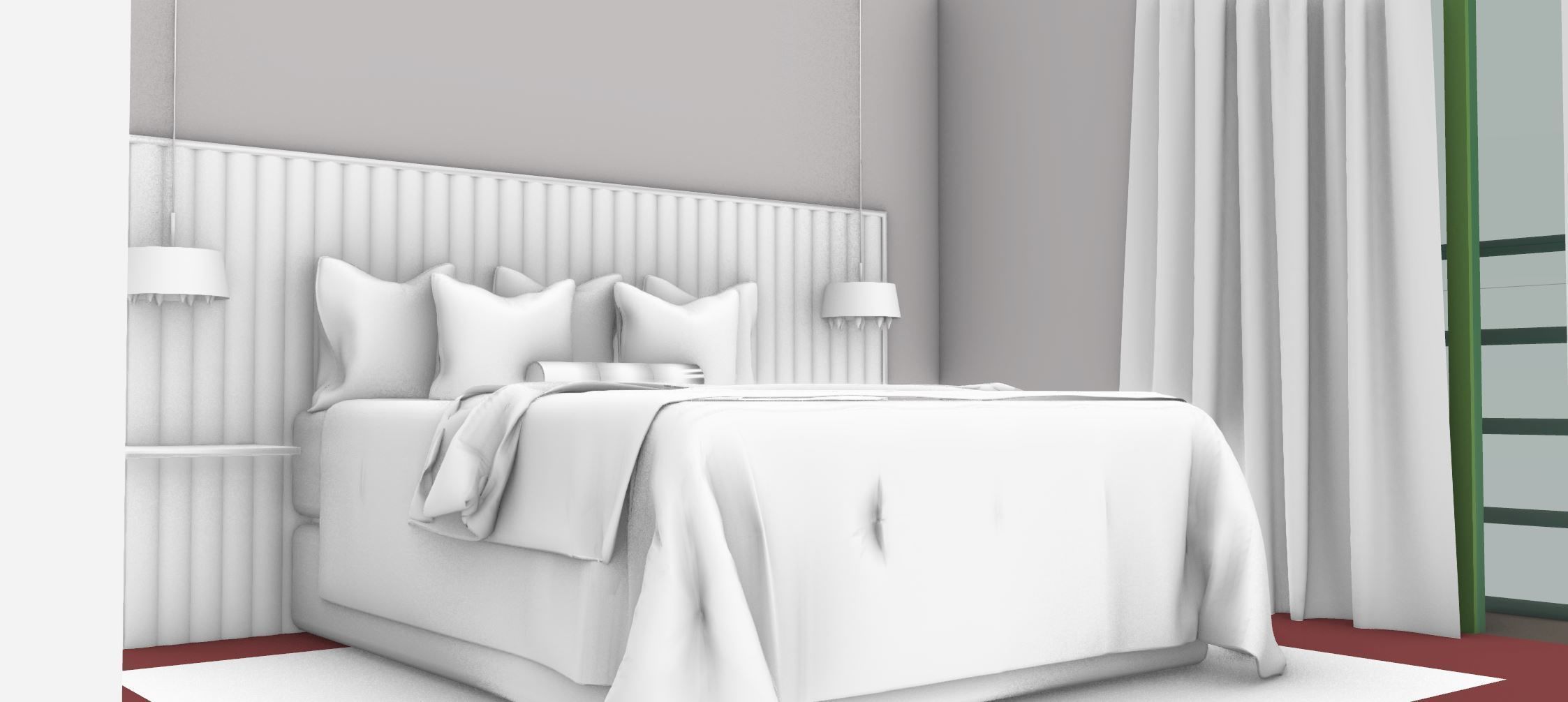 Bedroom Model in modern apartment 3D model_3