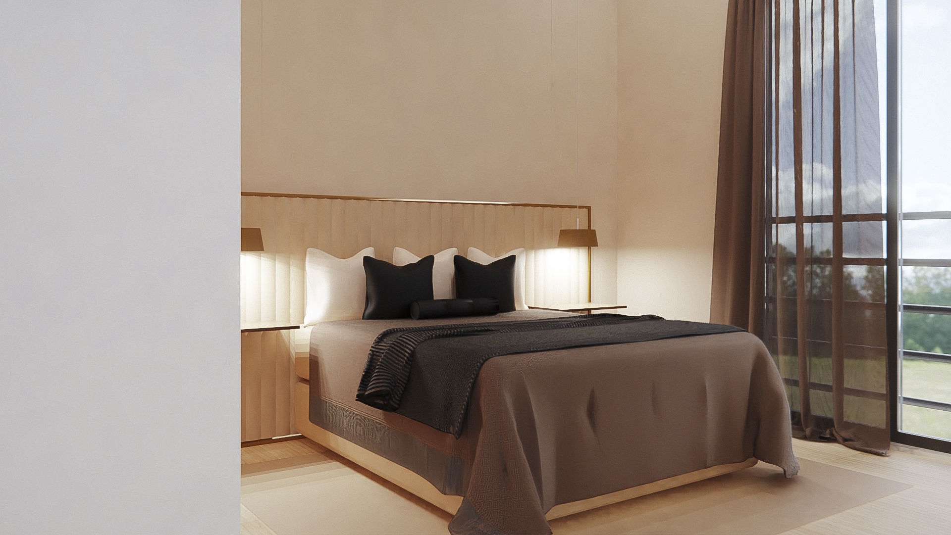 Bedroom Model in modern apartment 3D model_1