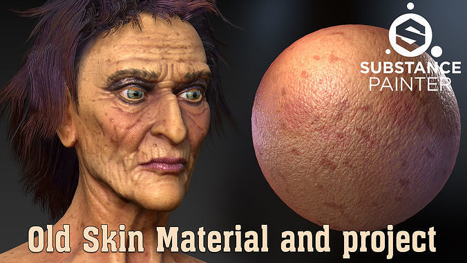 Old Skin Material and project Low-poly 3D model