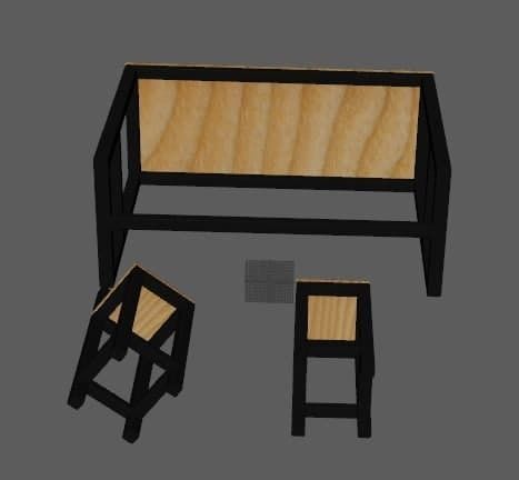 bars table and chair Low-poly 3D model_6
