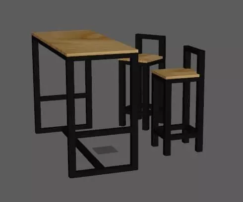 bars table and chair Low-poly 3D model_0