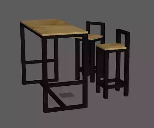 bars table and chair Low-poly 3D model