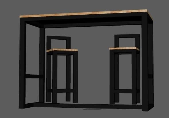 bars table and chair Low-poly 3D model_7