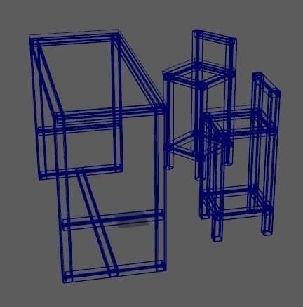 bars table and chair Low-poly 3D model_2