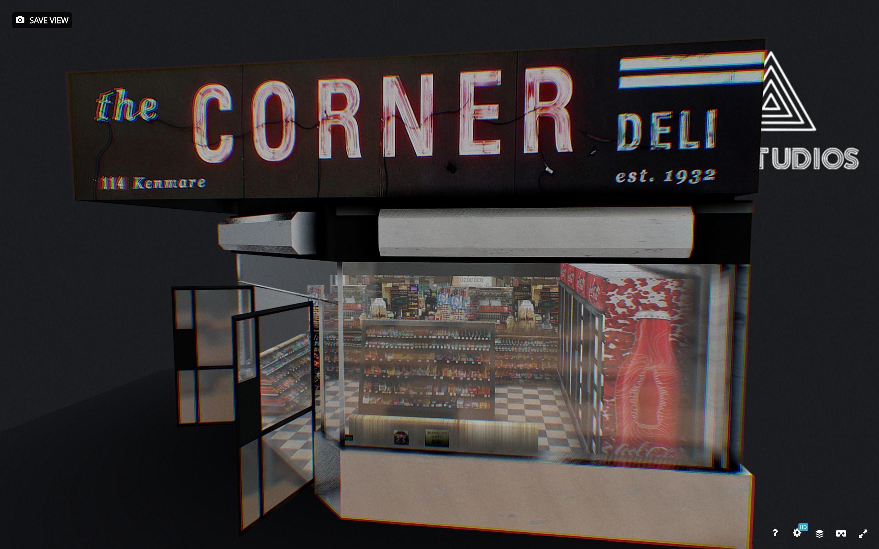 Corner Store Low-poly 3D model_2