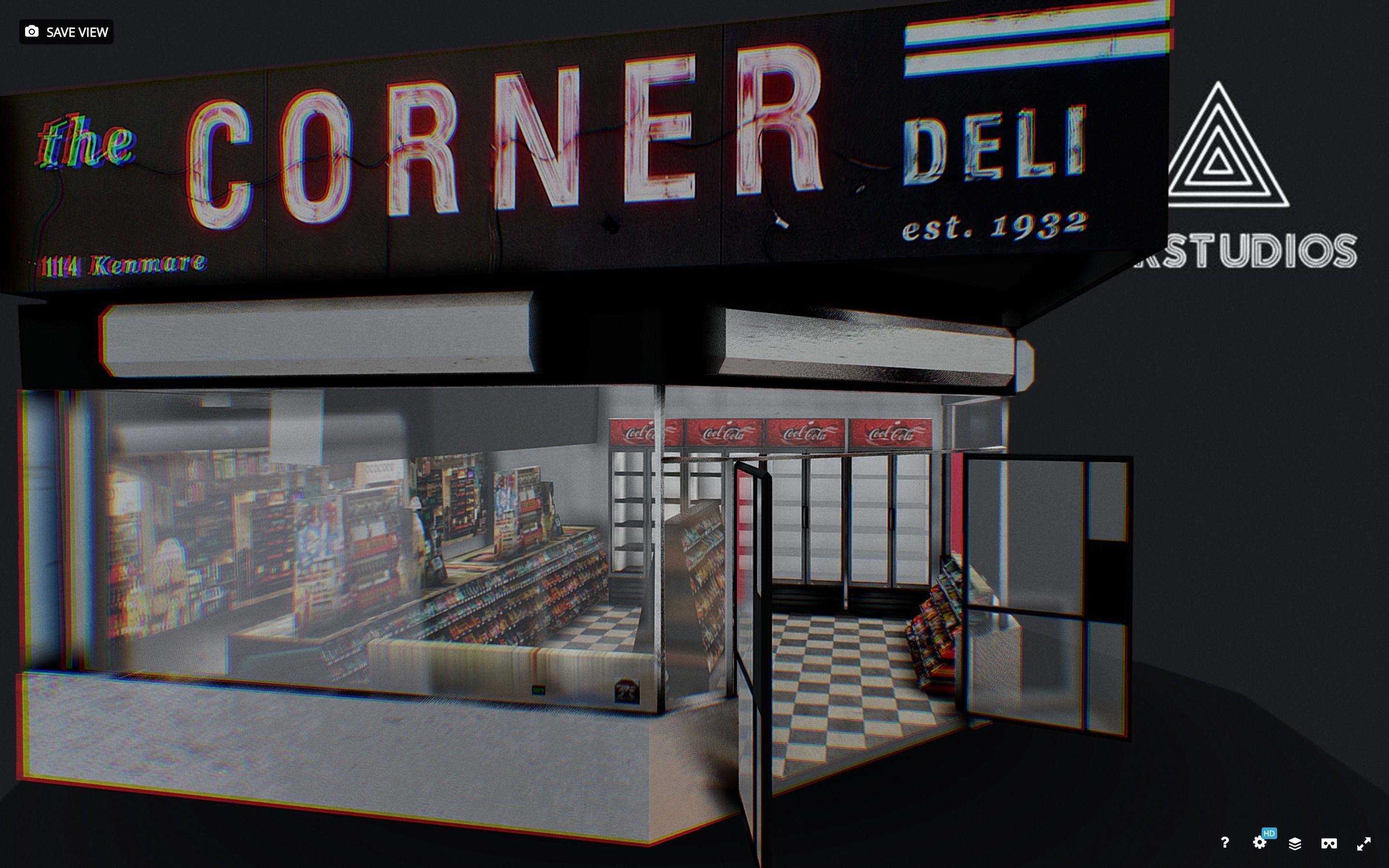 Corner Store Low-poly 3D model_1