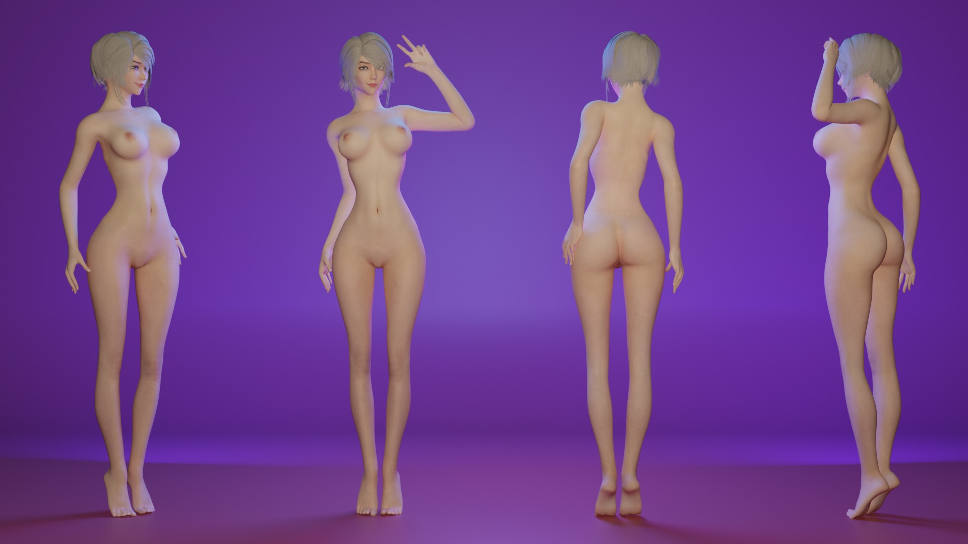 female base mesh Low-poly 3D model_5