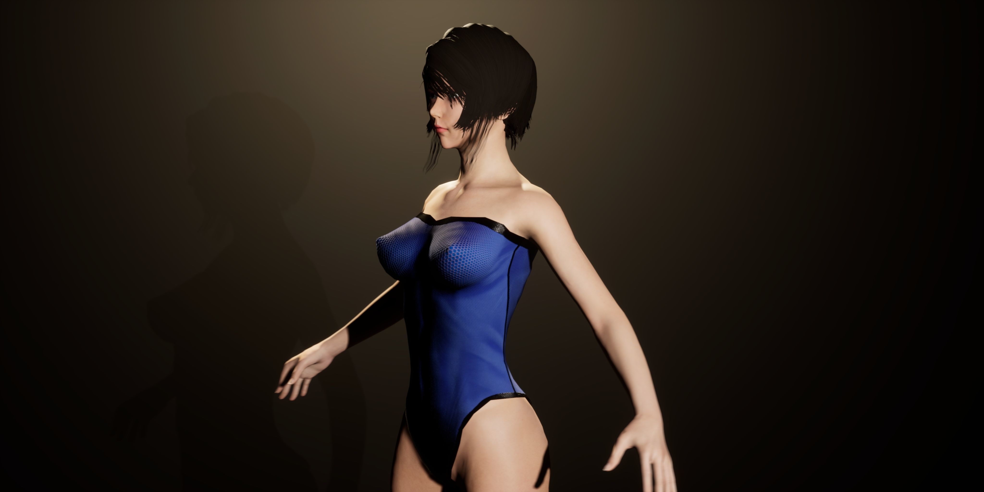 female base mesh Low-poly 3D model_9
