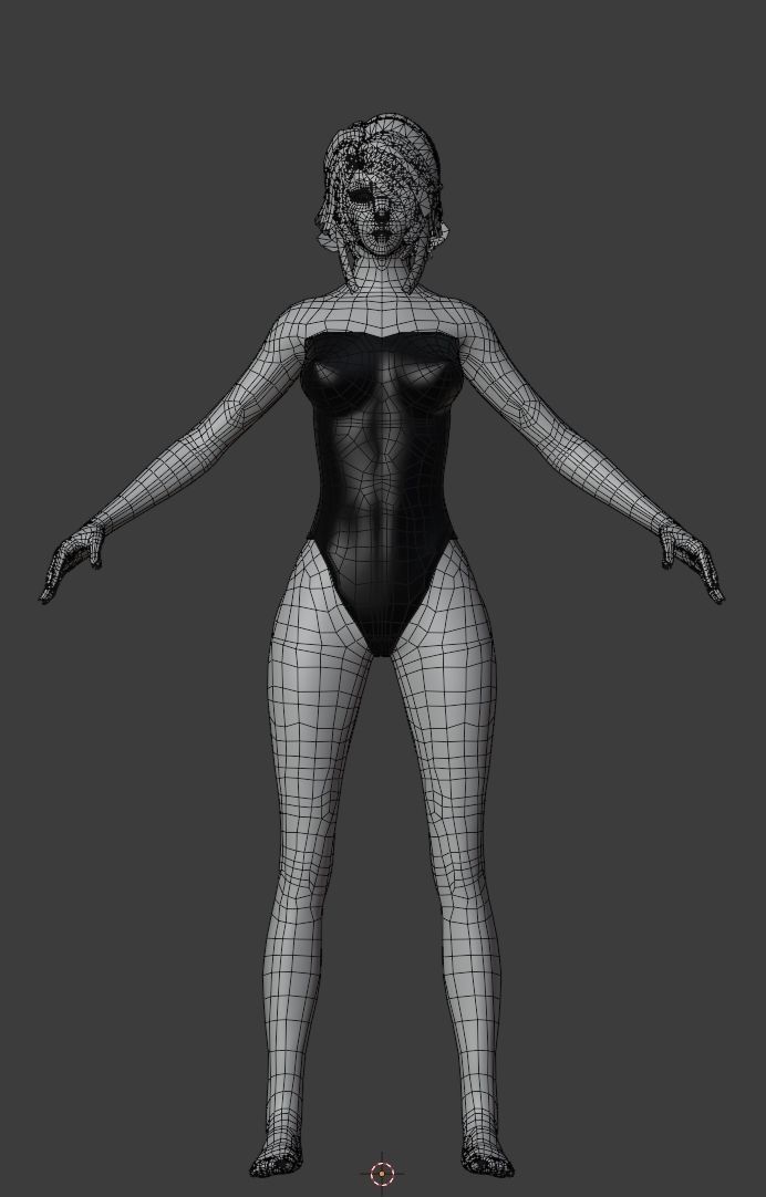 female base mesh Low-poly 3D model_30