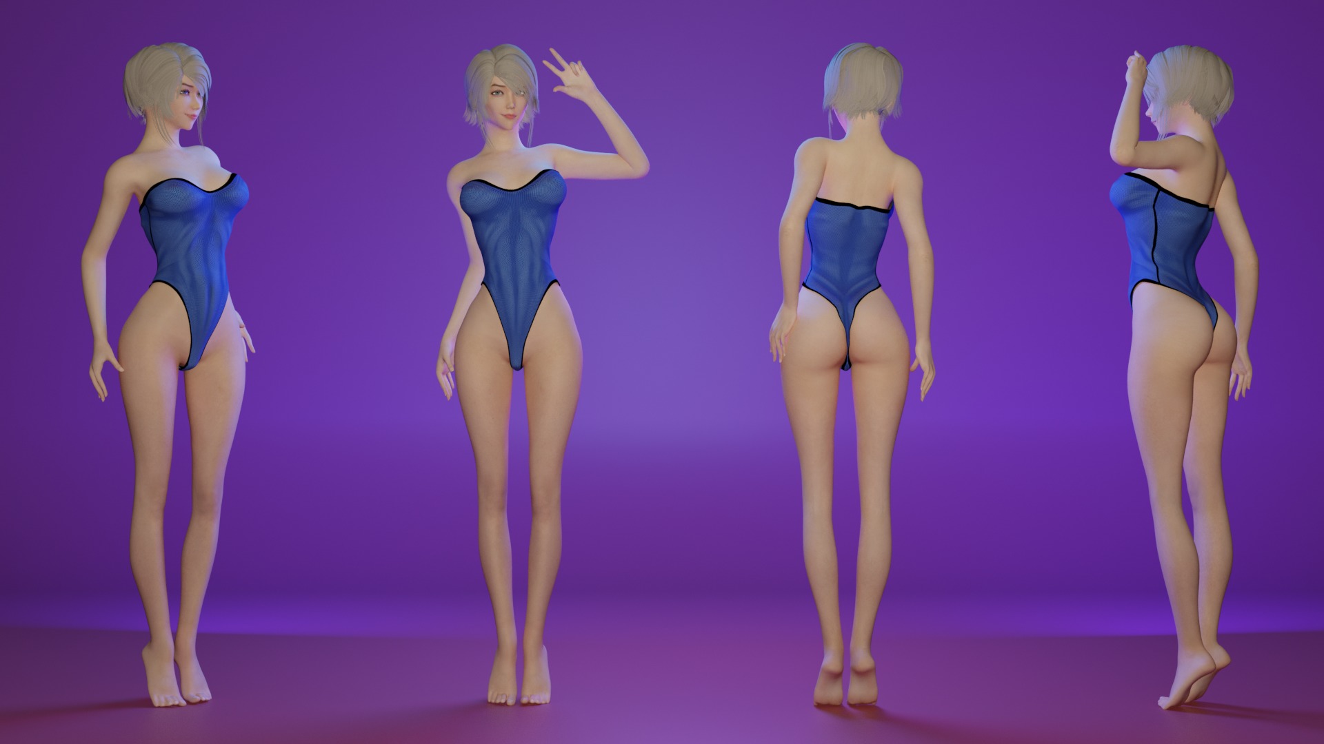 female base mesh Low-poly 3D model_3