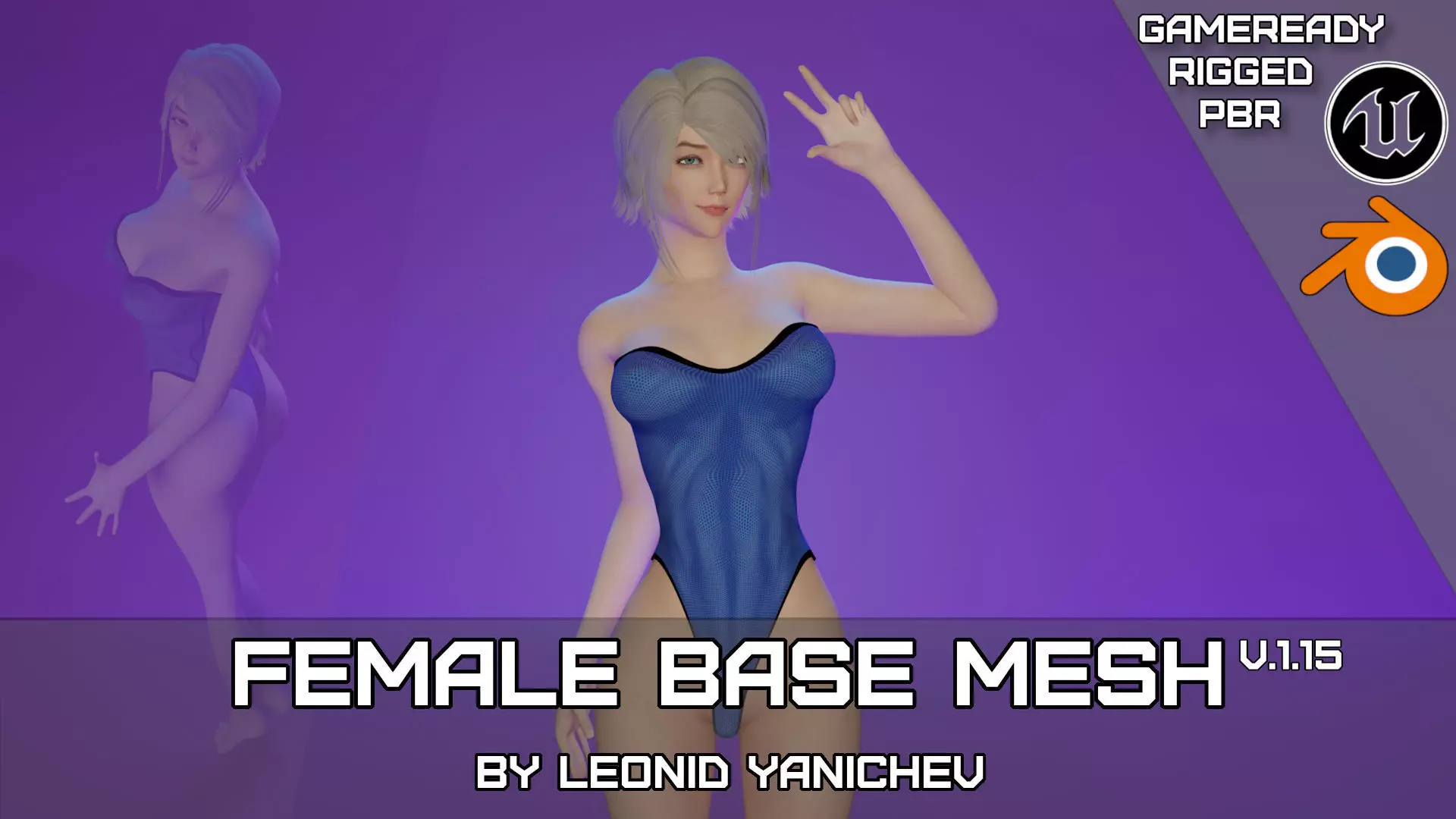female base mesh Low-poly 3D model_0