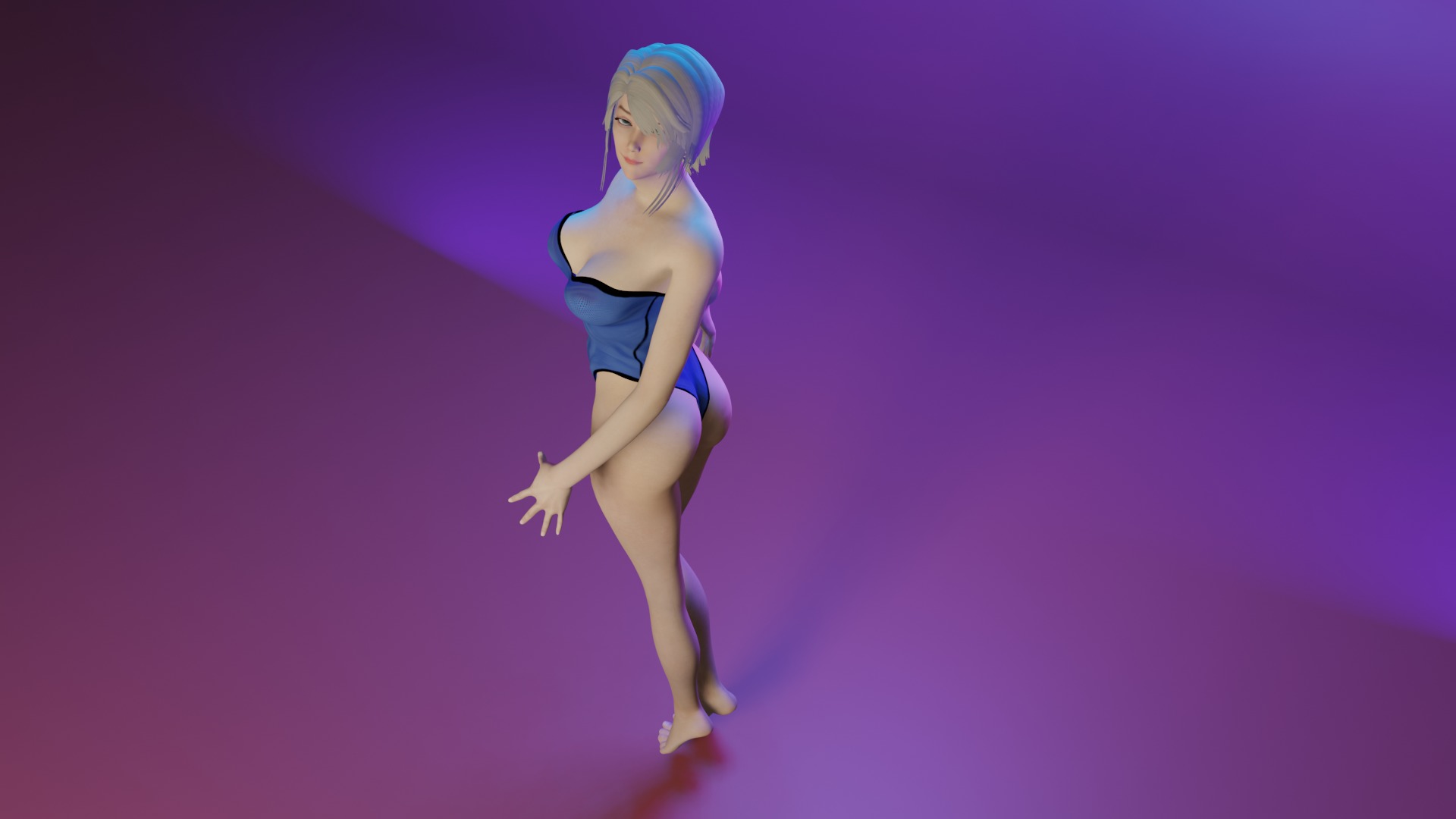 female base mesh Low-poly 3D model_6
