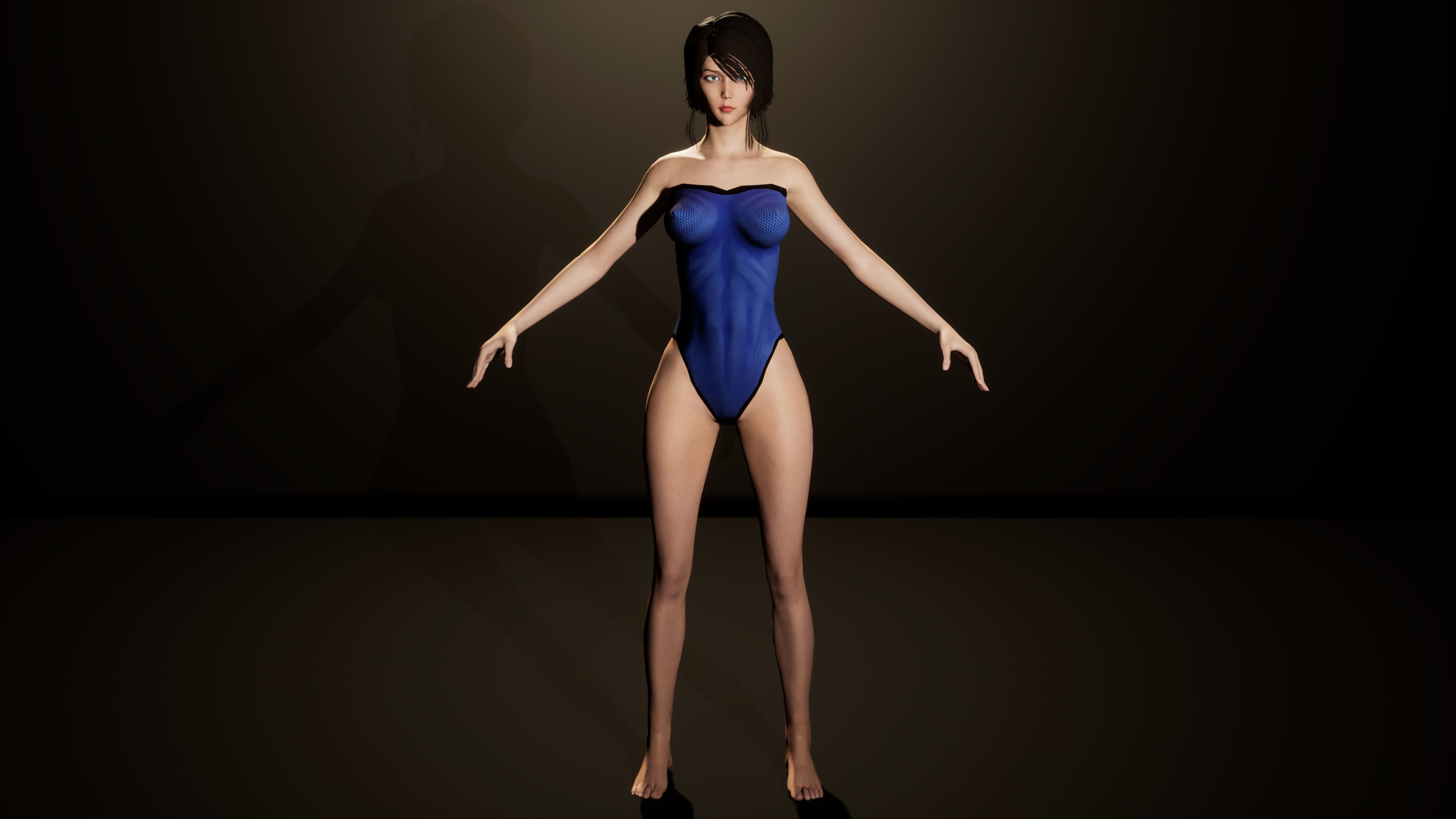 female base mesh Low-poly 3D model_13