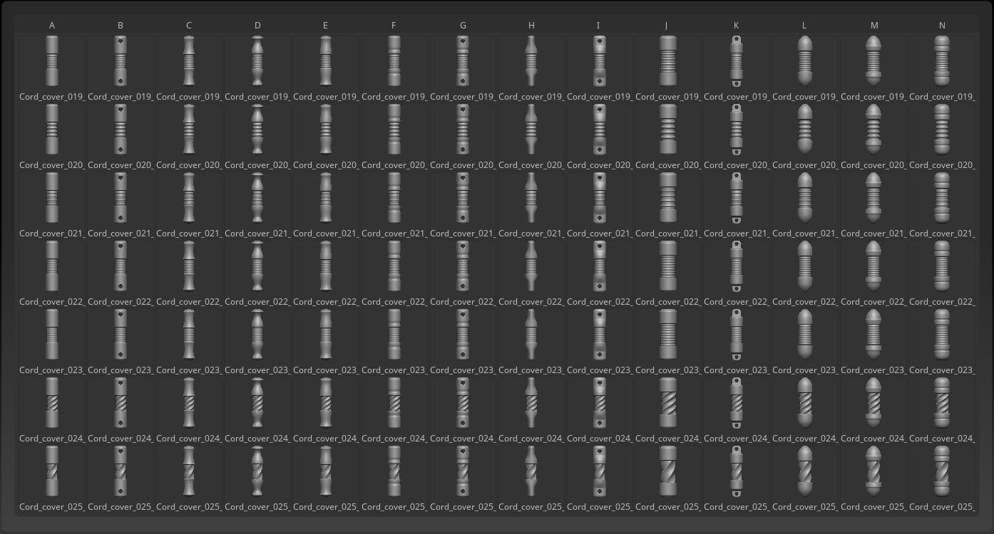 25 hollow cord midlle IMM Brush for Zbrush and 14 cover 3D model_8