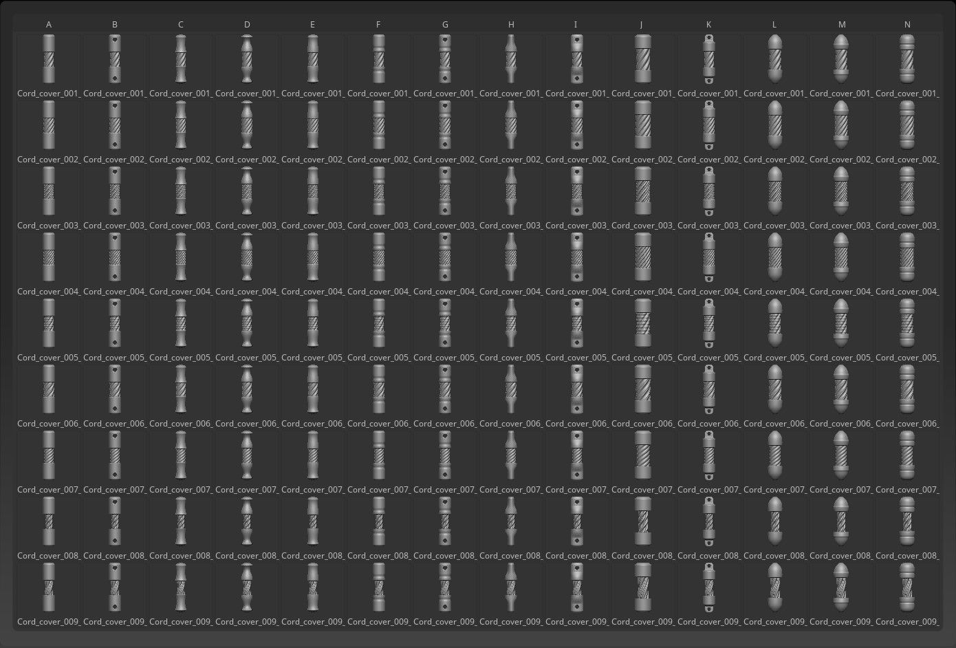25 hollow cord midlle IMM Brush for Zbrush and 14 cover 3D model_6