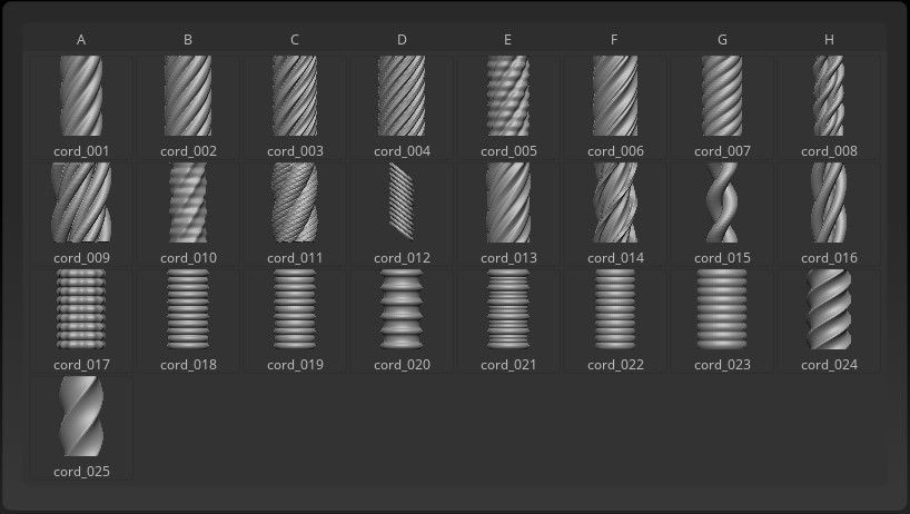 25 hollow cord midlle IMM Brush for Zbrush and 14 cover 3D model_9