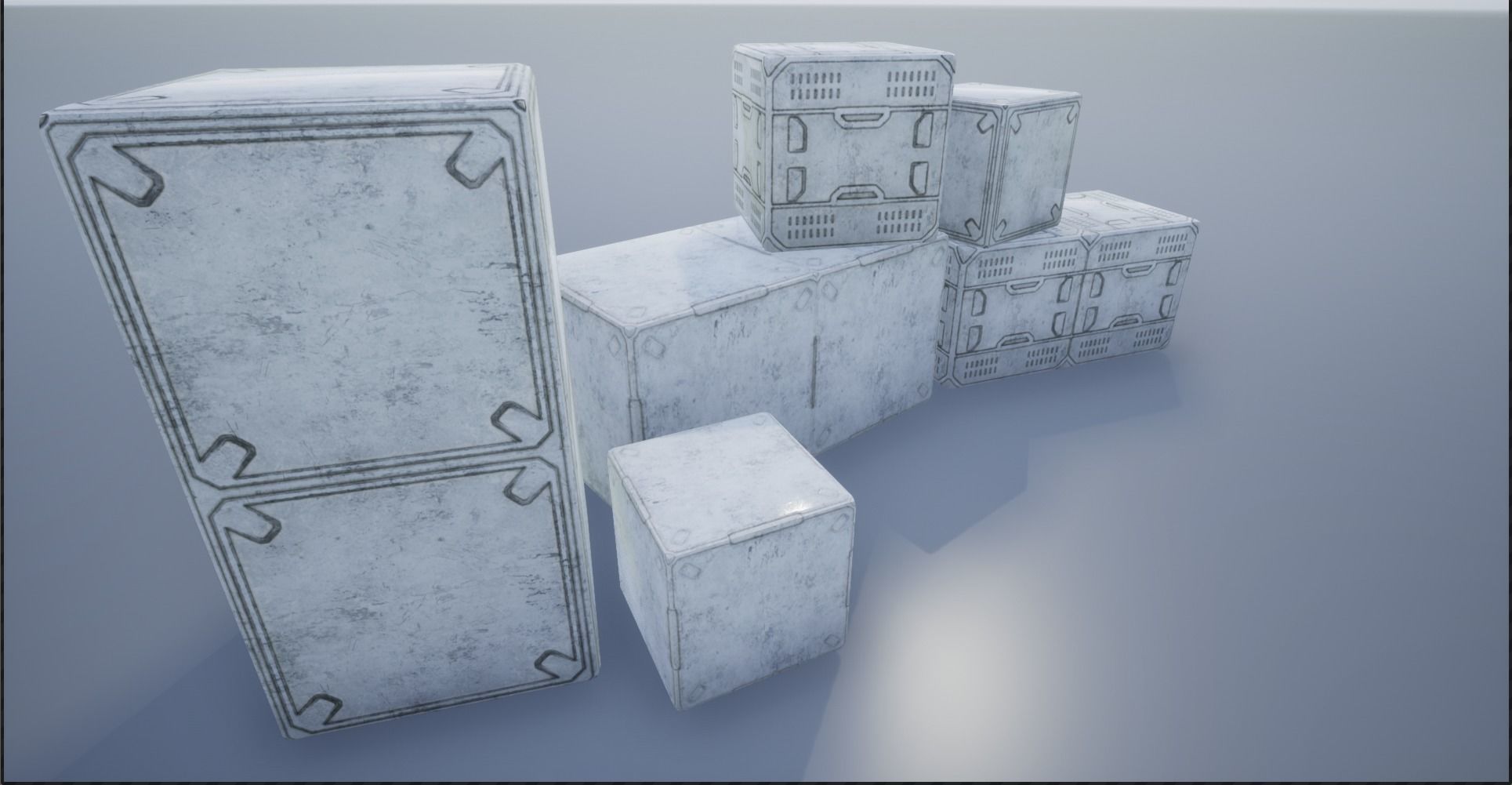 2K-4K White Sci-Fi Crates and Containers Low-poly 3D model_1
