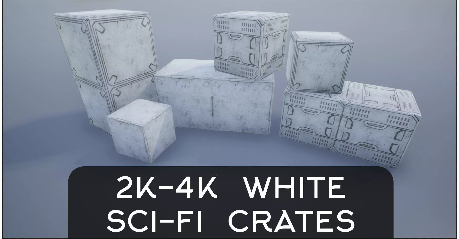 2K-4K White Sci-Fi Crates and Containers Low-poly 3D model_0