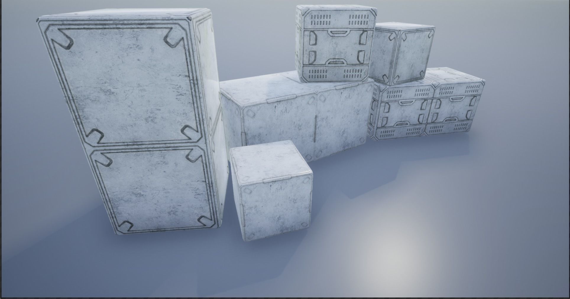 2K-4K White Sci-Fi Crates and Containers Low-poly 3D model_5