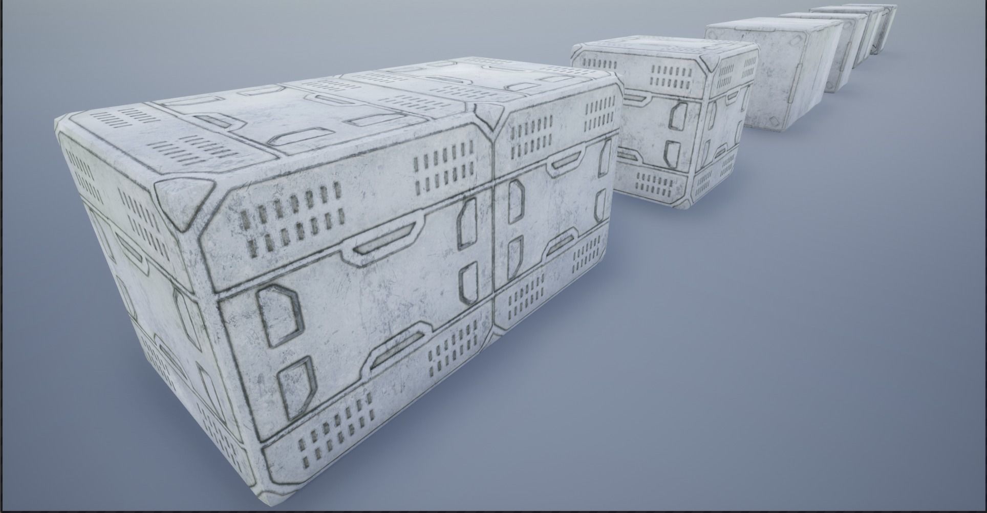 2K-4K White Sci-Fi Crates and Containers Low-poly 3D model_16
