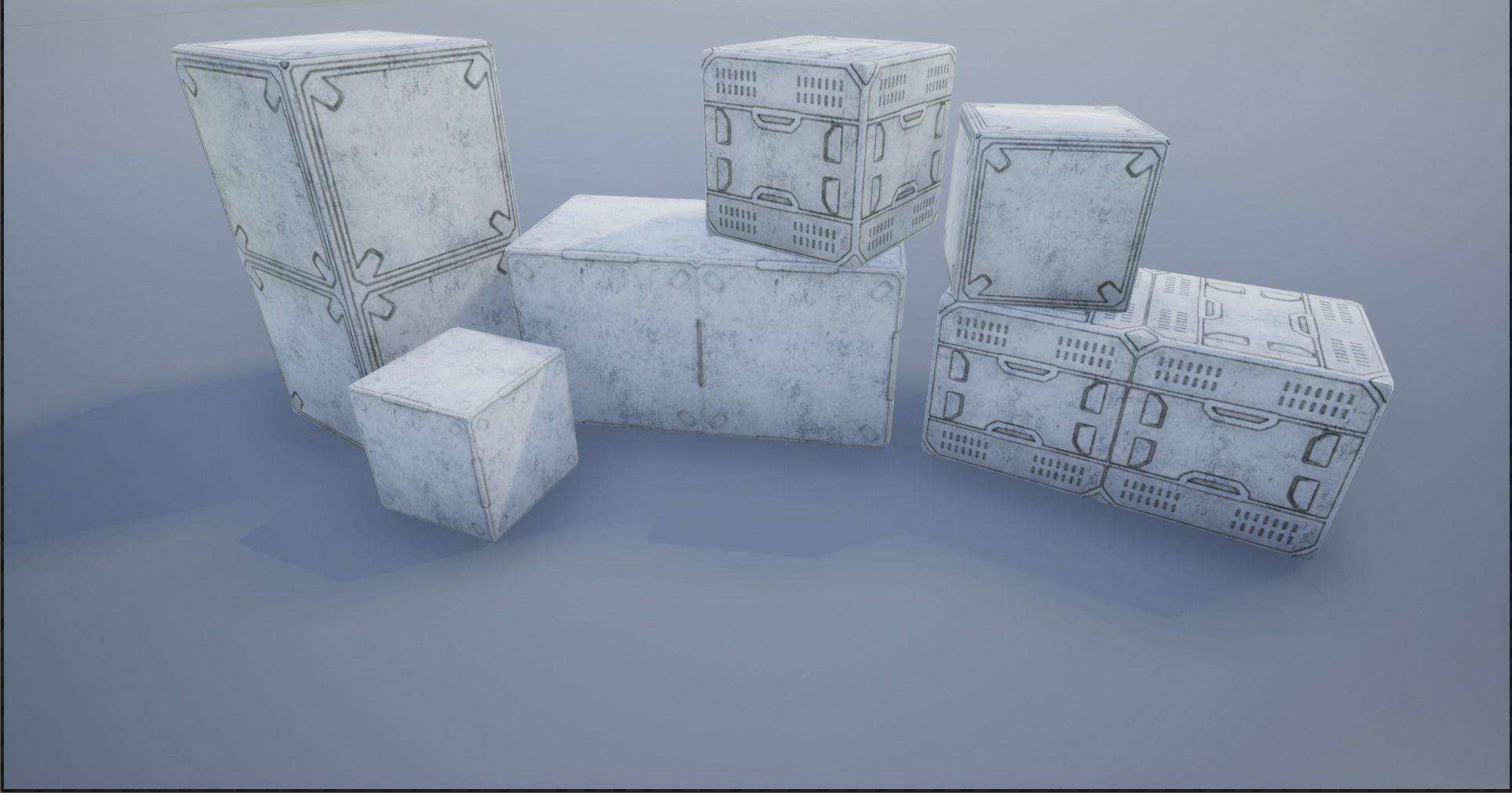 2K-4K White Sci-Fi Crates and Containers Low-poly 3D model_6