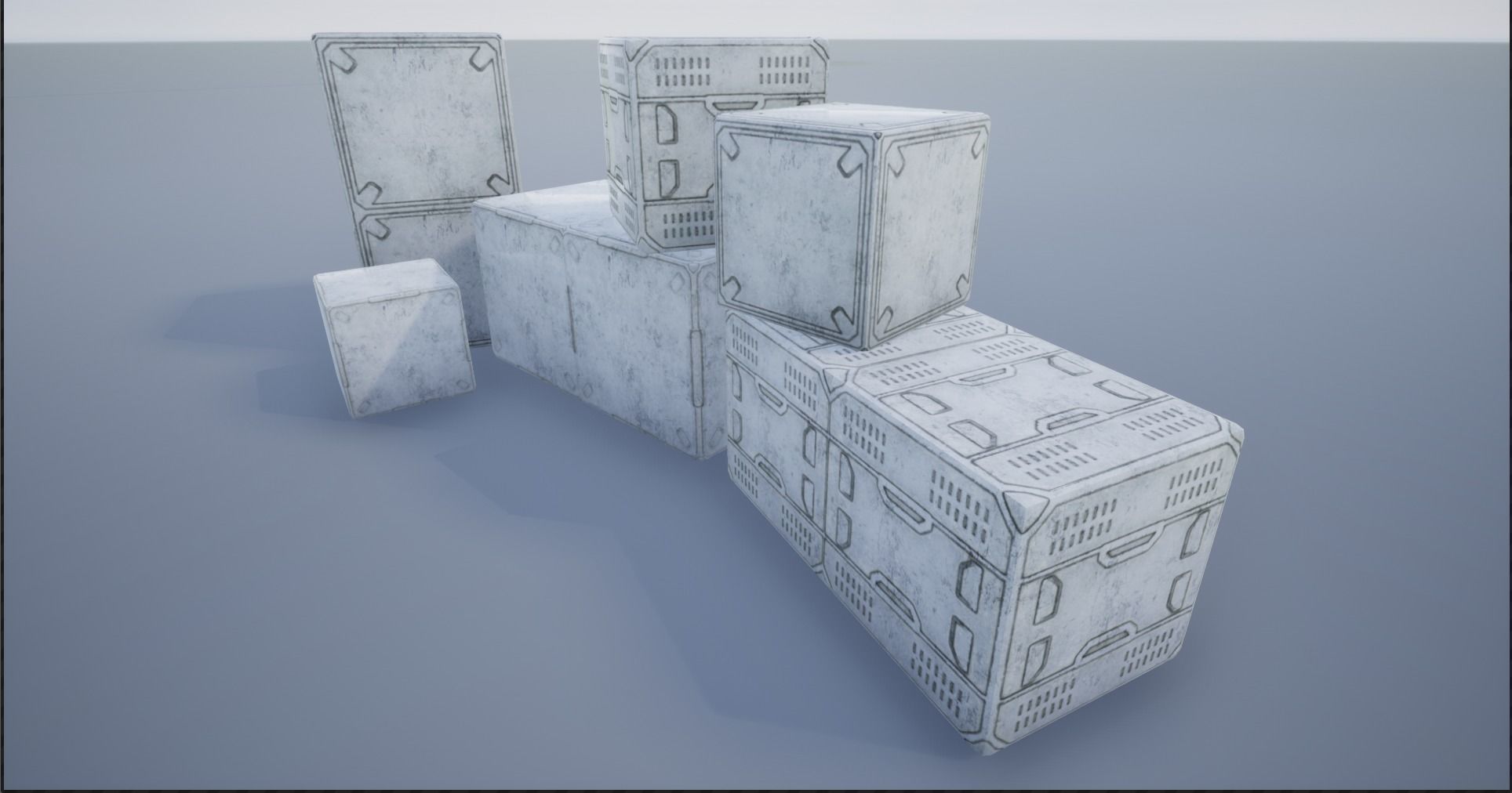 2K-4K White Sci-Fi Crates and Containers Low-poly 3D model_2