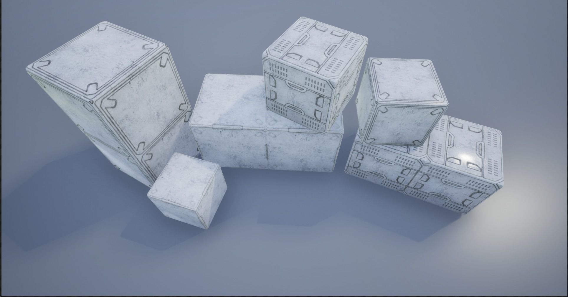 2K-4K White Sci-Fi Crates and Containers Low-poly 3D model_3
