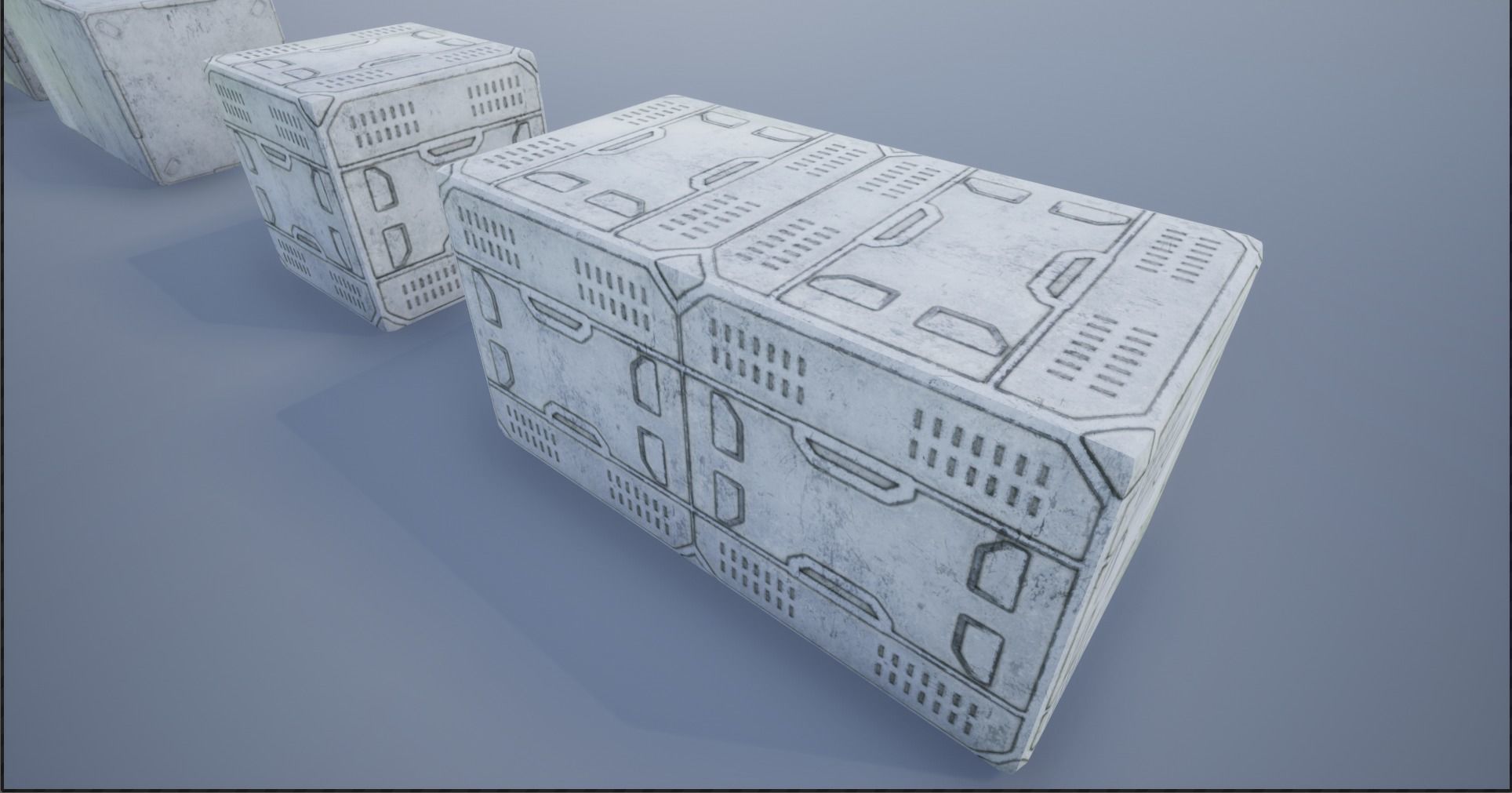 2K-4K White Sci-Fi Crates and Containers Low-poly 3D model_15