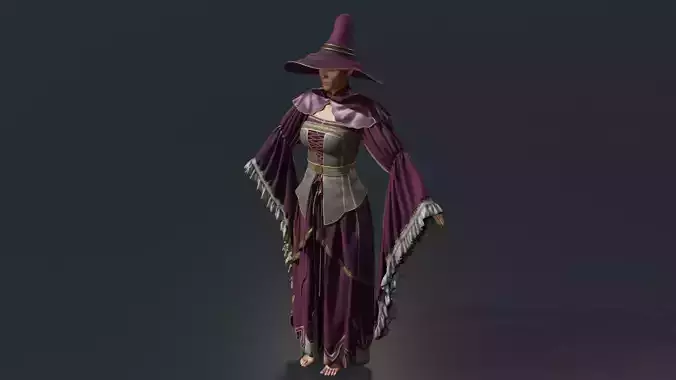 Long sleeved wizard robe 3D model
