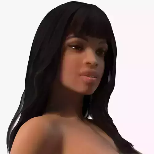 Young Woman Light Skin Black Rigged 3D model