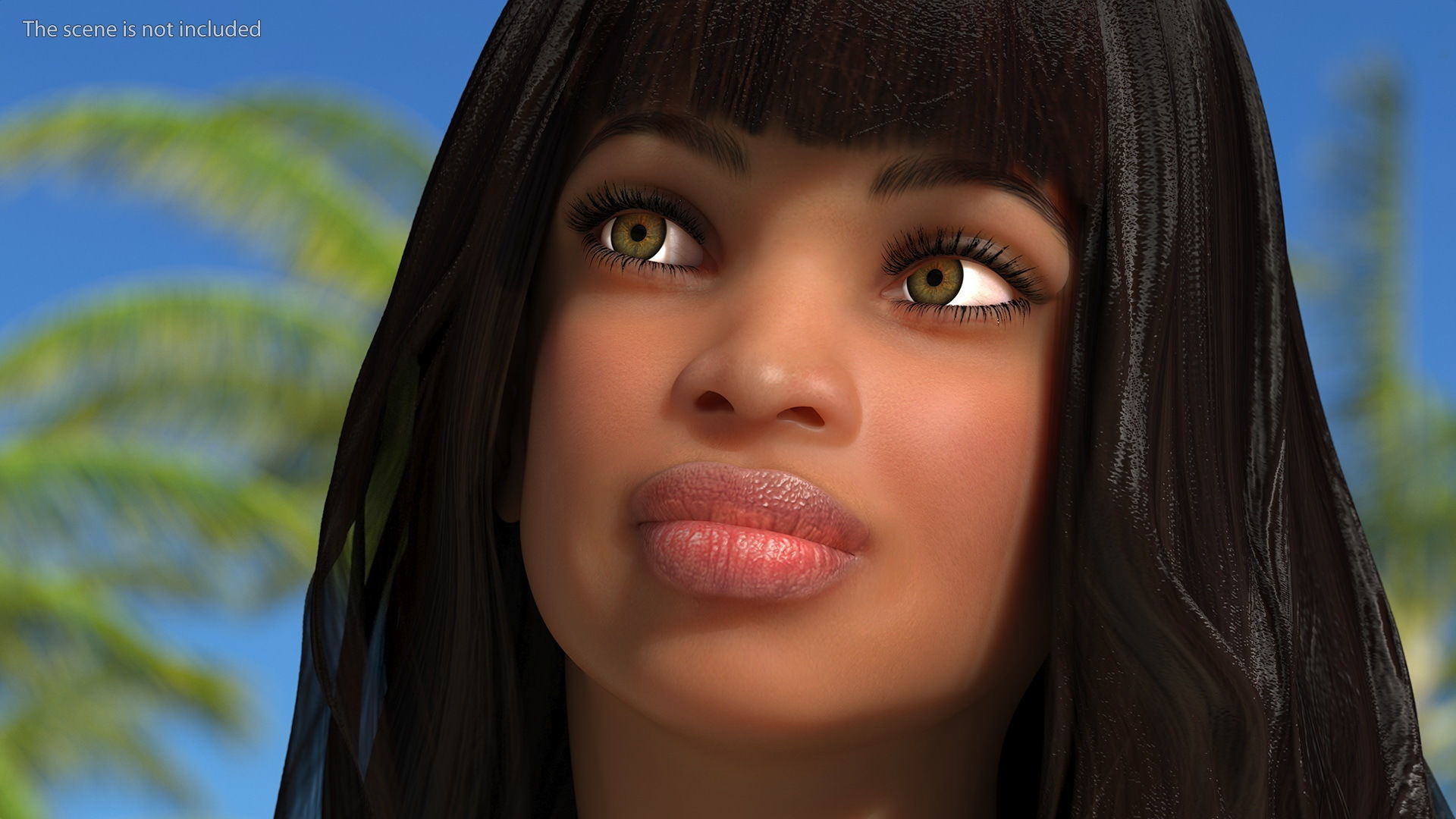 Young Woman Light Skin Black Rigged 3D model_11
