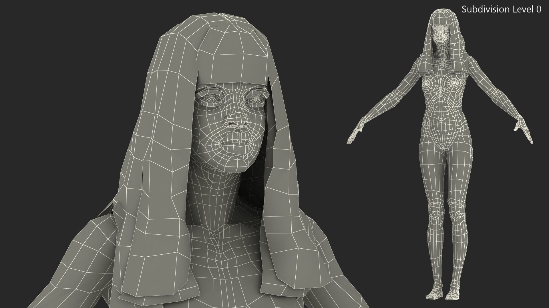 Young Woman Light Skin Black Rigged 3D model_29