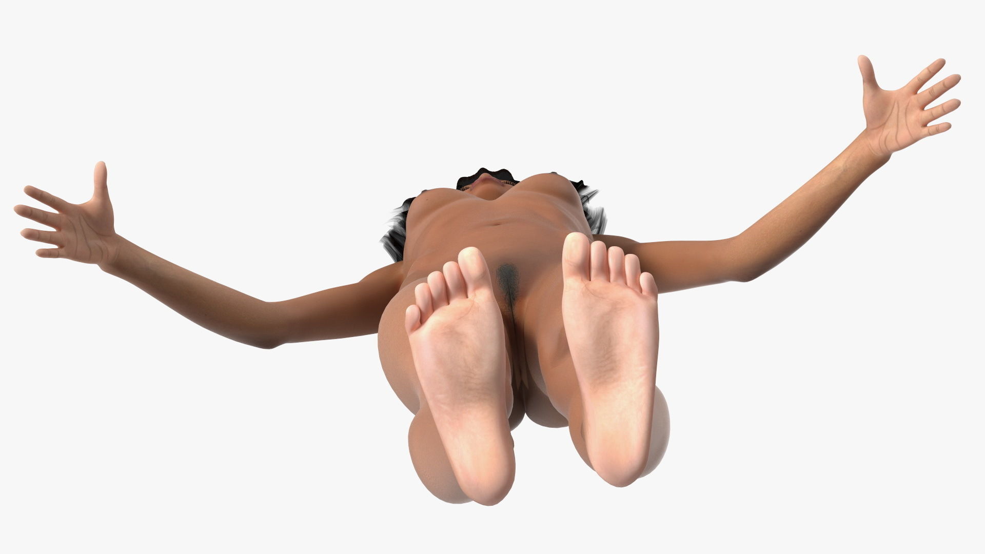 Young Woman Light Skin Black Rigged 3D model_27