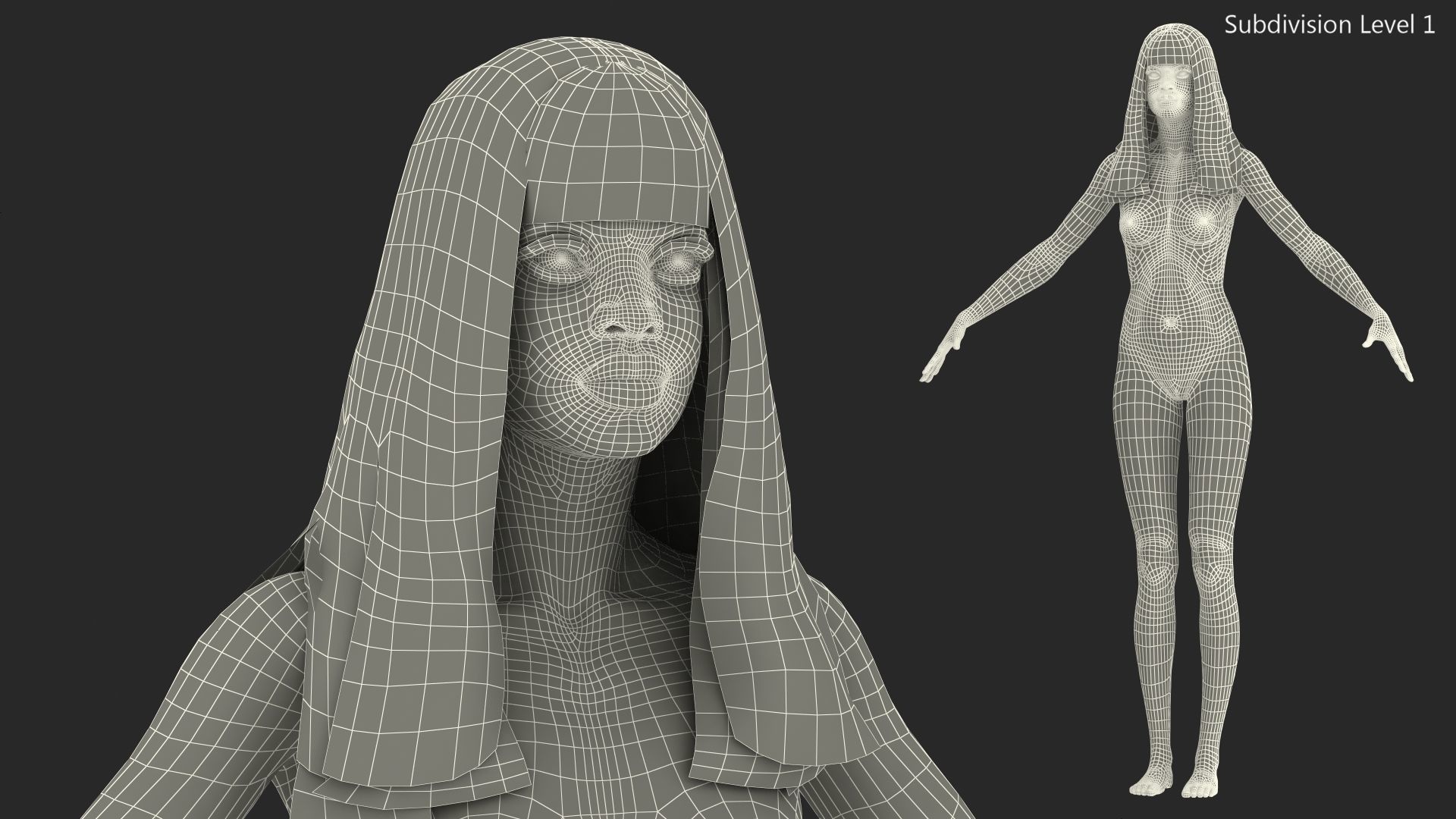 Young Woman Light Skin Black Rigged 3D model_30