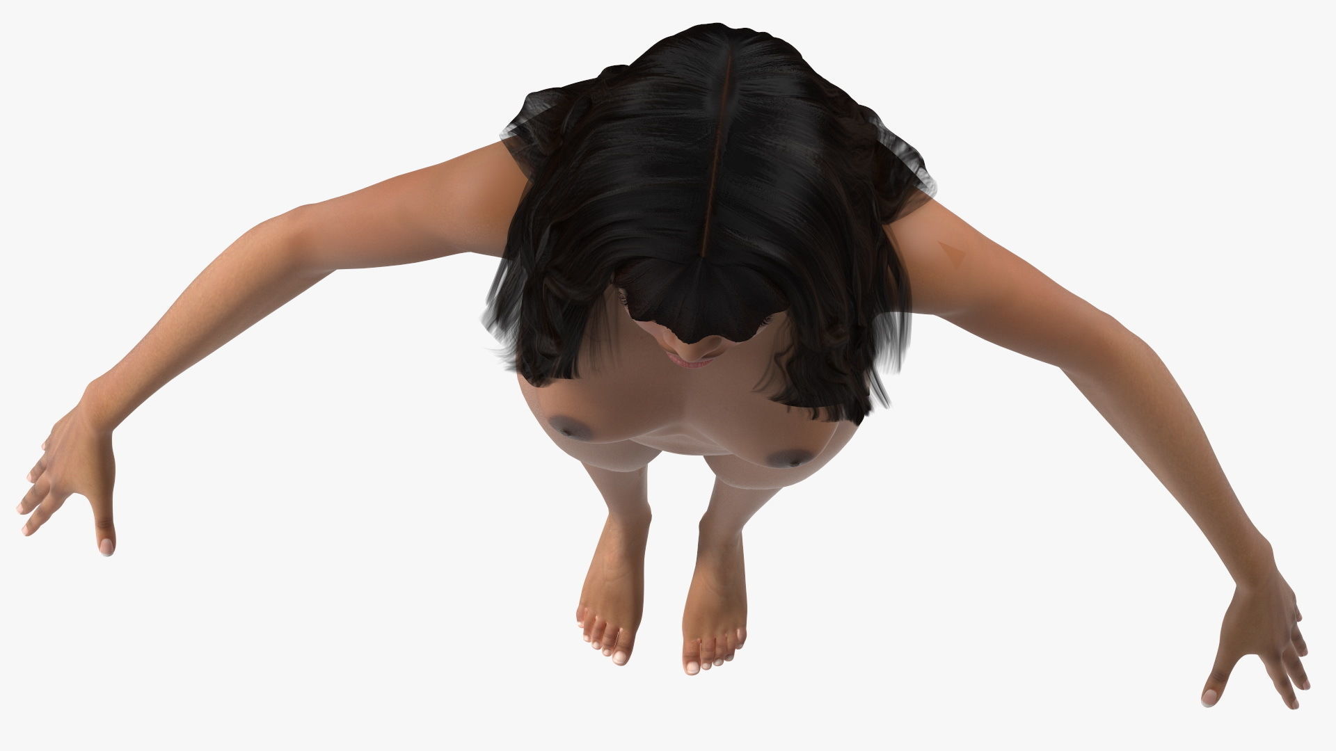 Young Woman Light Skin Black Rigged 3D model_26