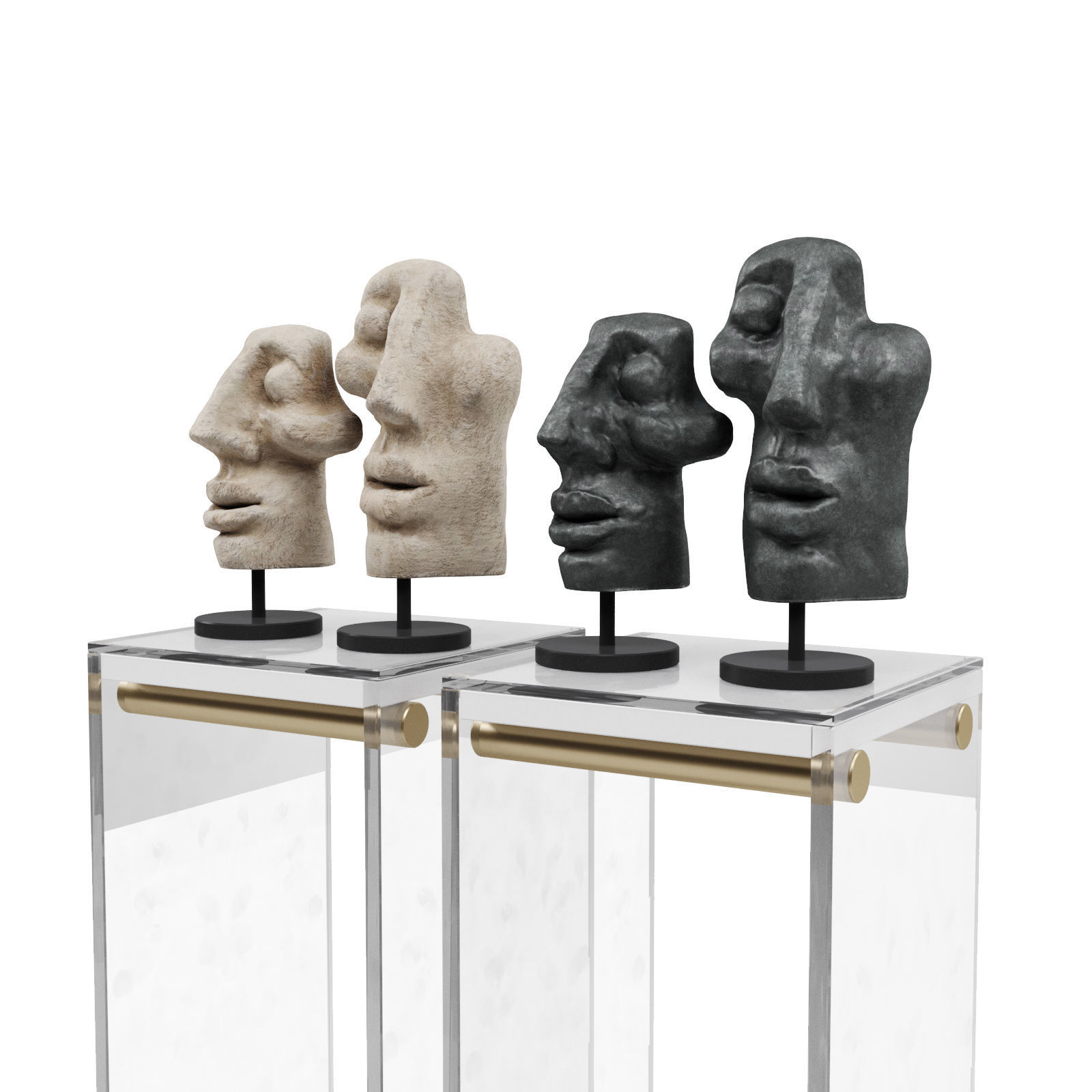 Abstract faces sculpture 3D model_2
