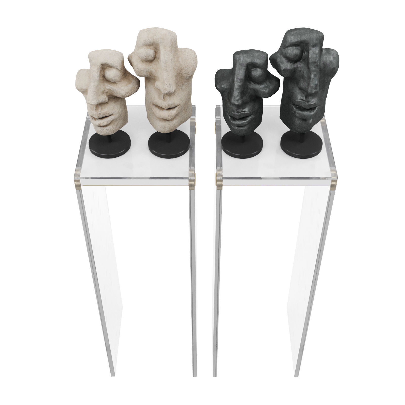 Abstract faces sculpture 3D model_3