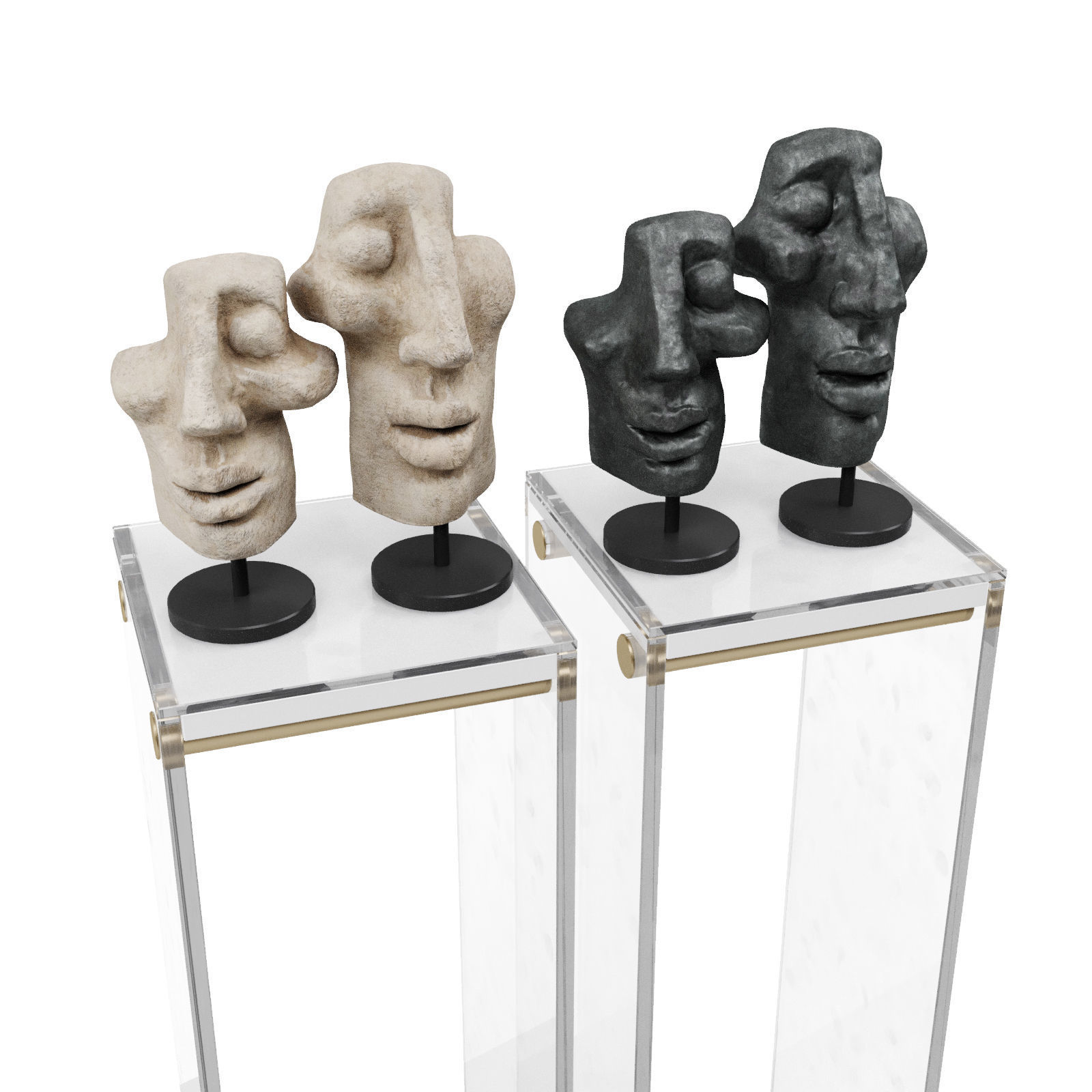 Abstract faces sculpture 3D model_1