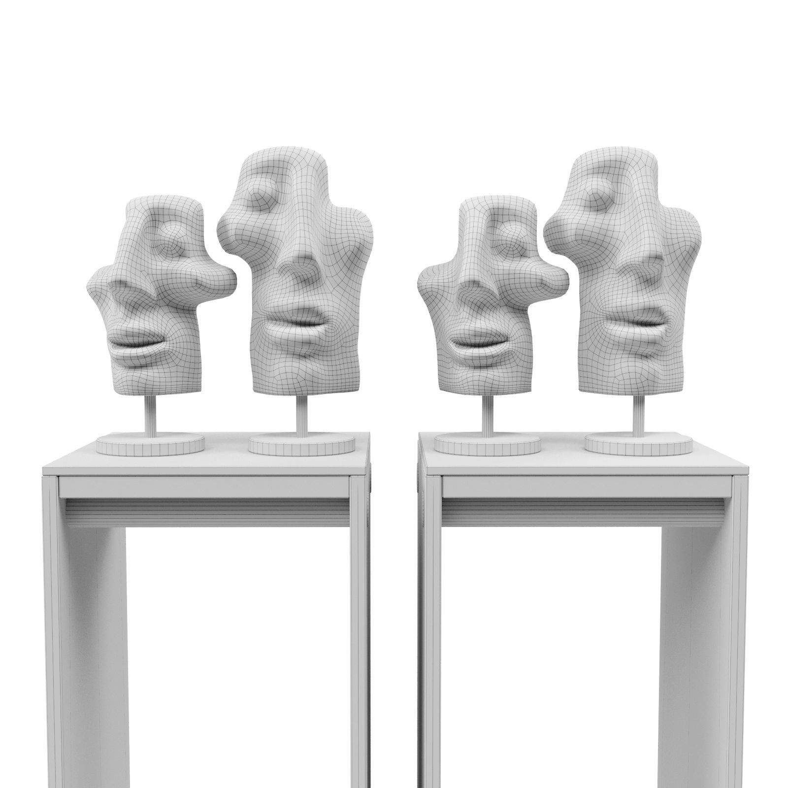 Abstract faces sculpture 3D model_4