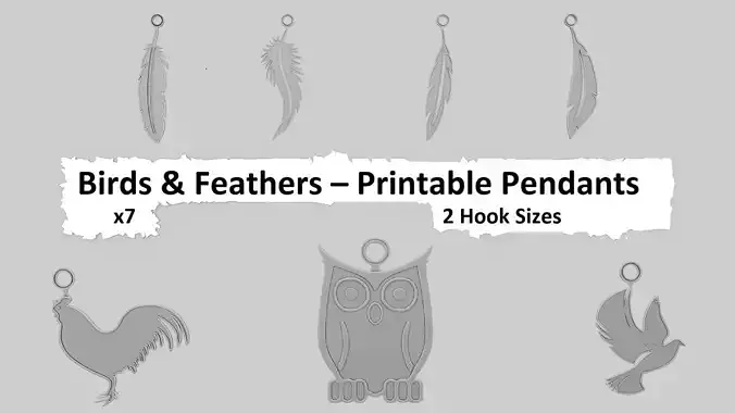 Creatures Birds 3D Printable Pendant Collection