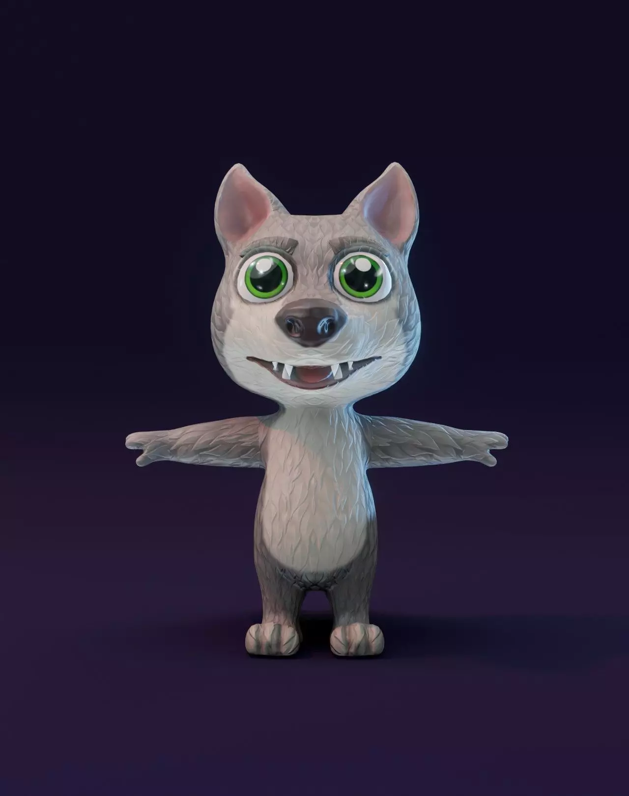 Cartoon Wolf Animated 3D Model Low-poly 3D model_0