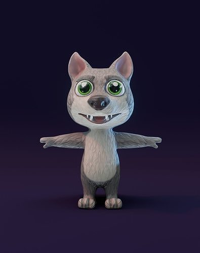 Cartoon Wolf Animated 3D Model Low-poly 3D model