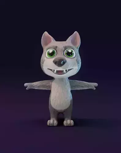 Cartoon Wolf Animated 3D Model Low-poly 3D model