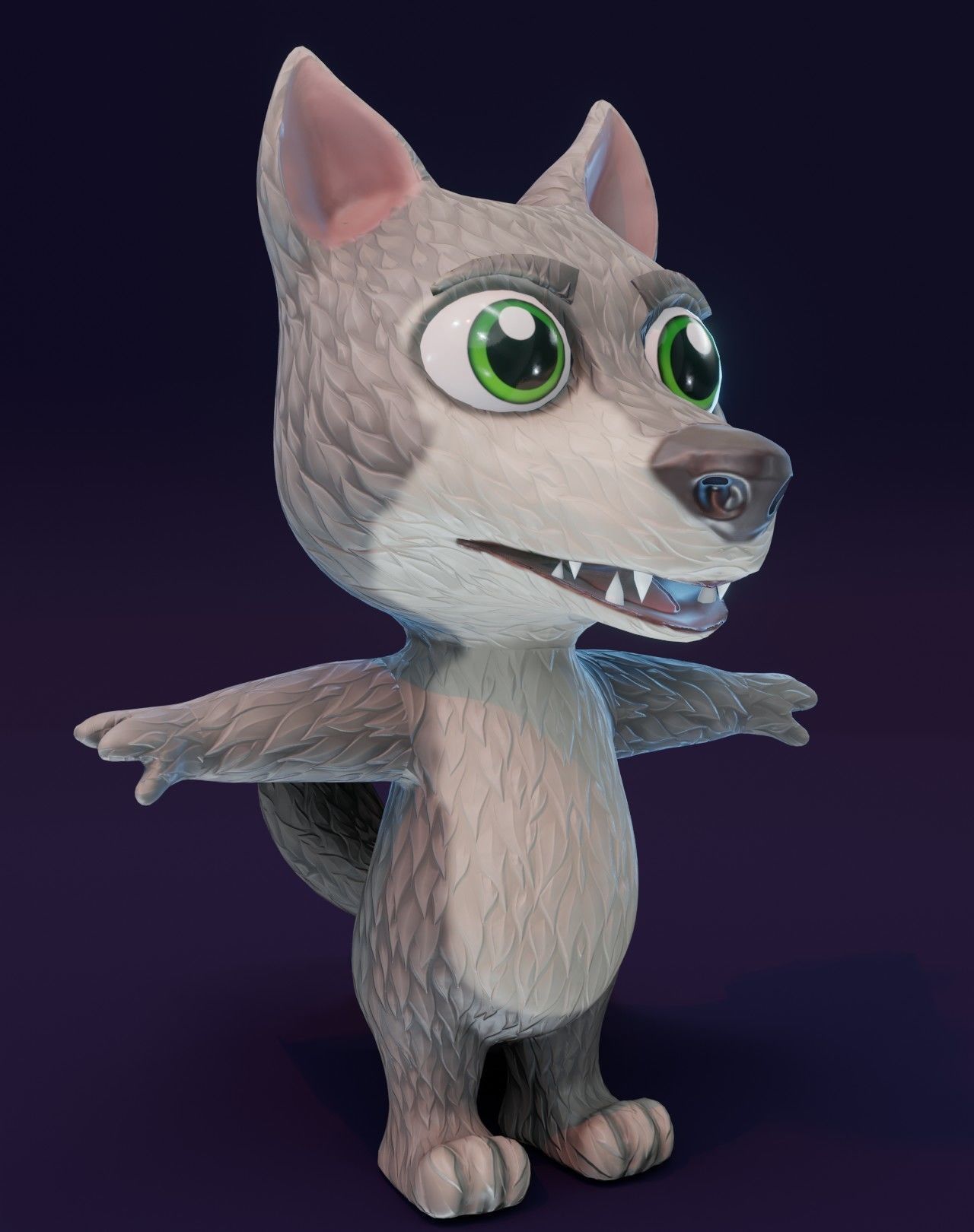 Cartoon Wolf Animated 3D Model Low-poly 3D model_13
