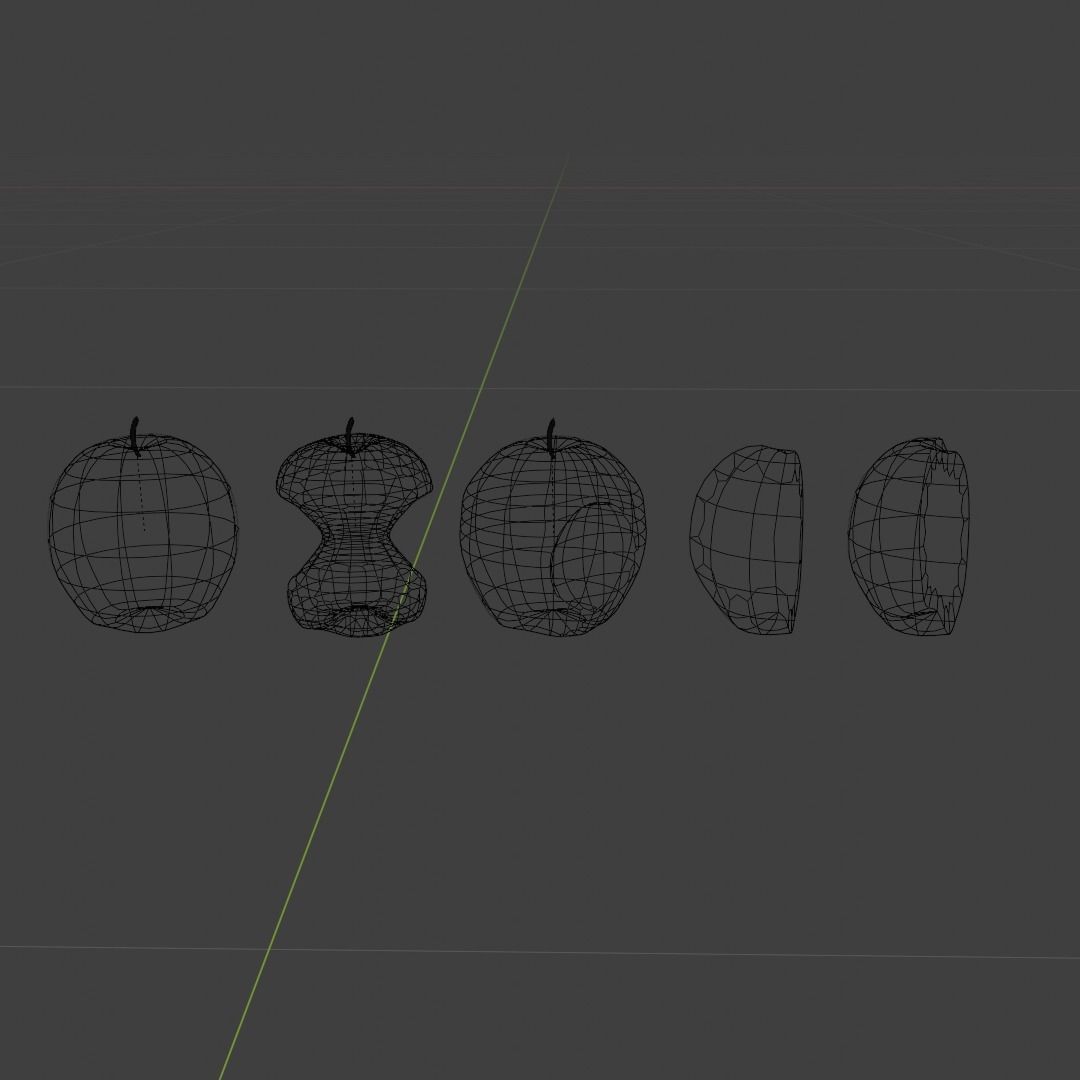 Red Apple Model Set Low-poly 3D model_10