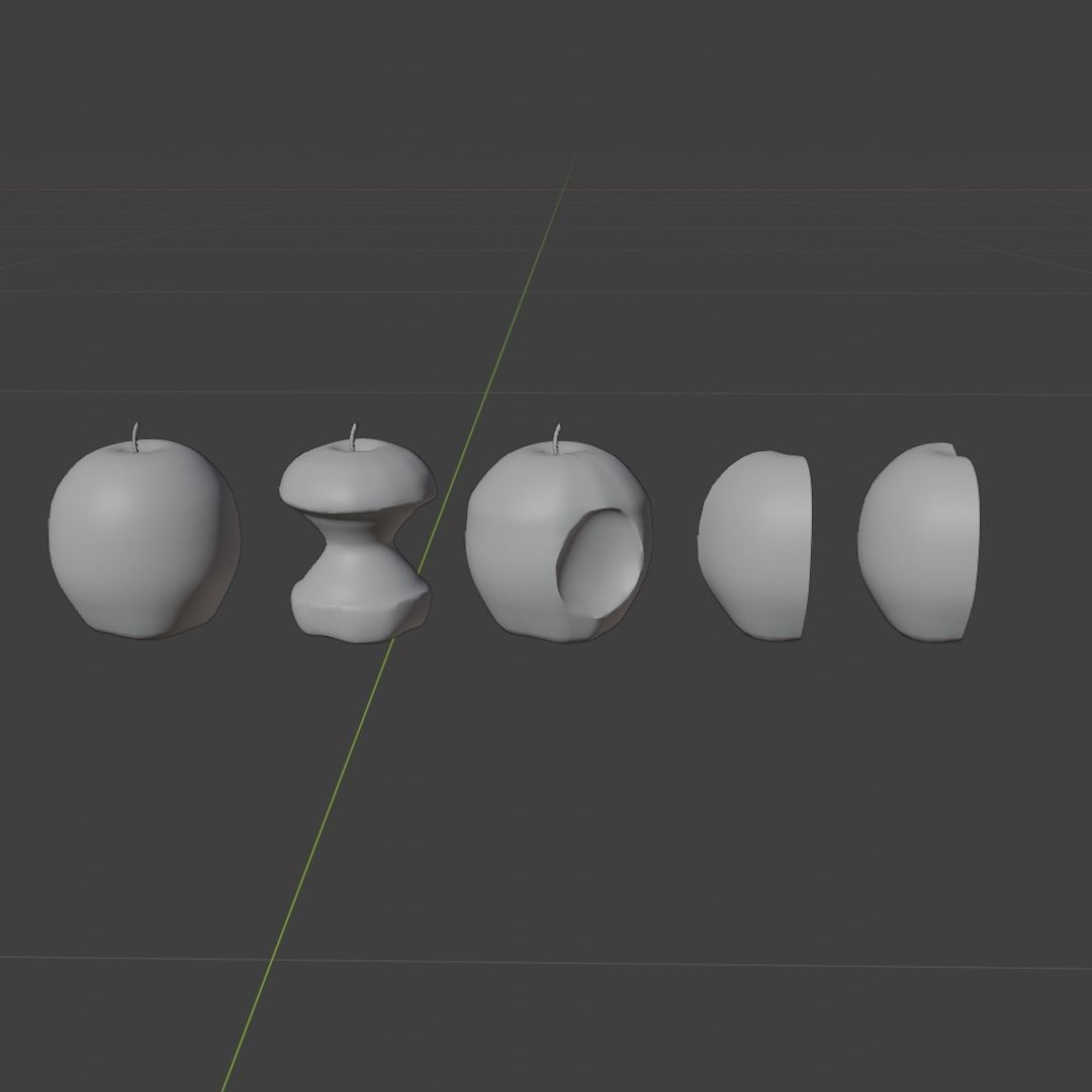 Red Apple Model Set Low-poly 3D model_7